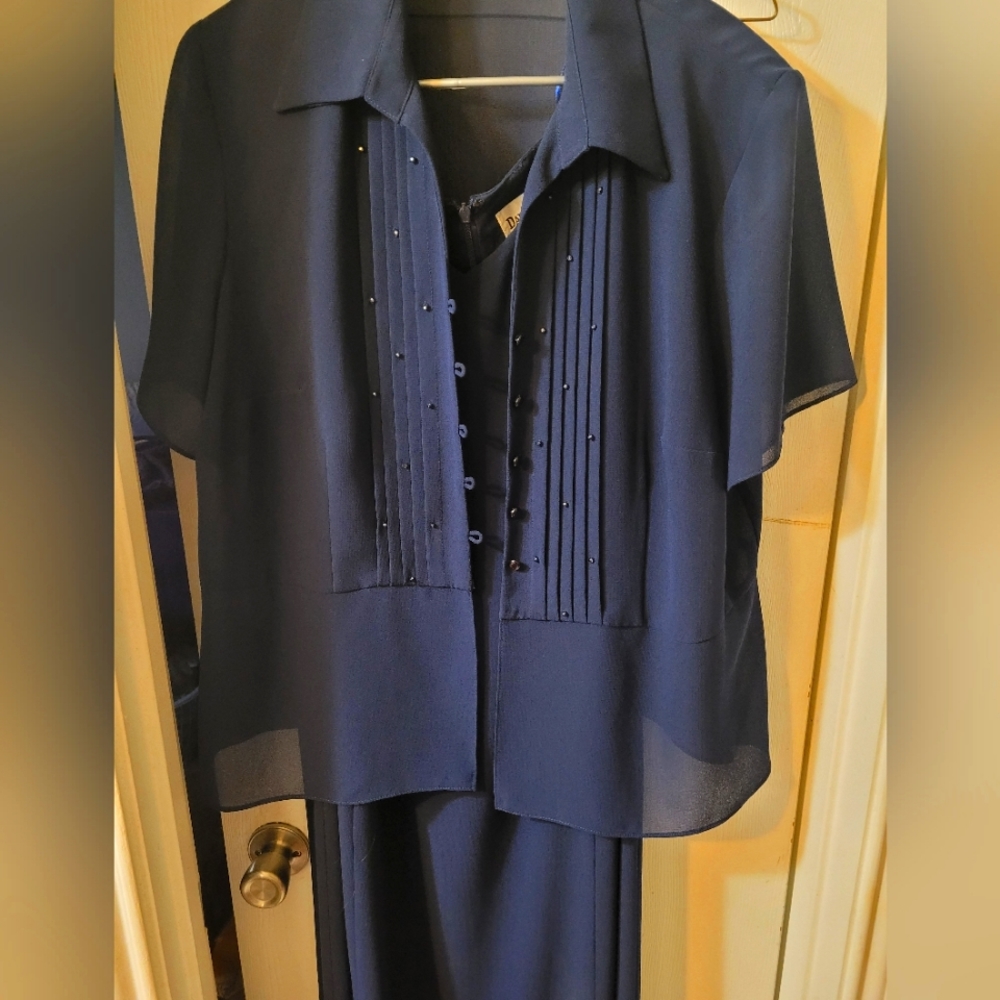 Danny and Nicole navy dress with Beaded jacket